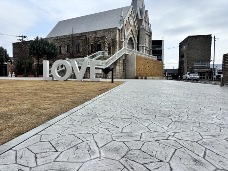 スタンプコンクリートの施工 結婚式場